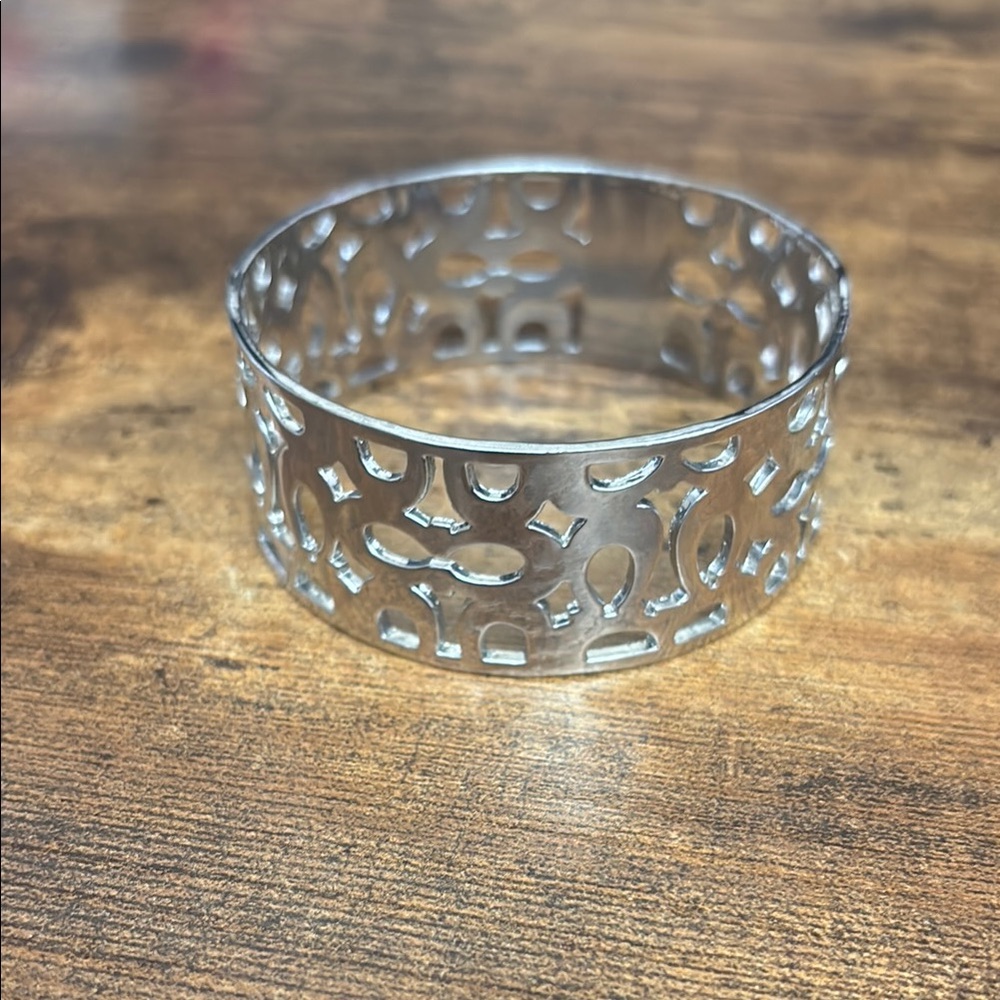 Coach Silver Cutout Logo Bangle Bracelet